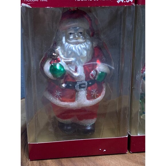 Holiday Time Glass Ornaments - Santa & Snowman Set - Festive Xmas Tree Decor - Picture 2 of 9